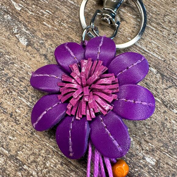 Leather Flower Purse Charm Genuine Leather Bag Charm NEW FAST SHIP - Picture 7 of 8